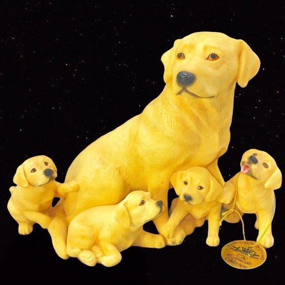 The Leonardo Collection Yellow Labrador Retriever Mother Puppies Statue 6”T 8”W - Picture 4 of 7
